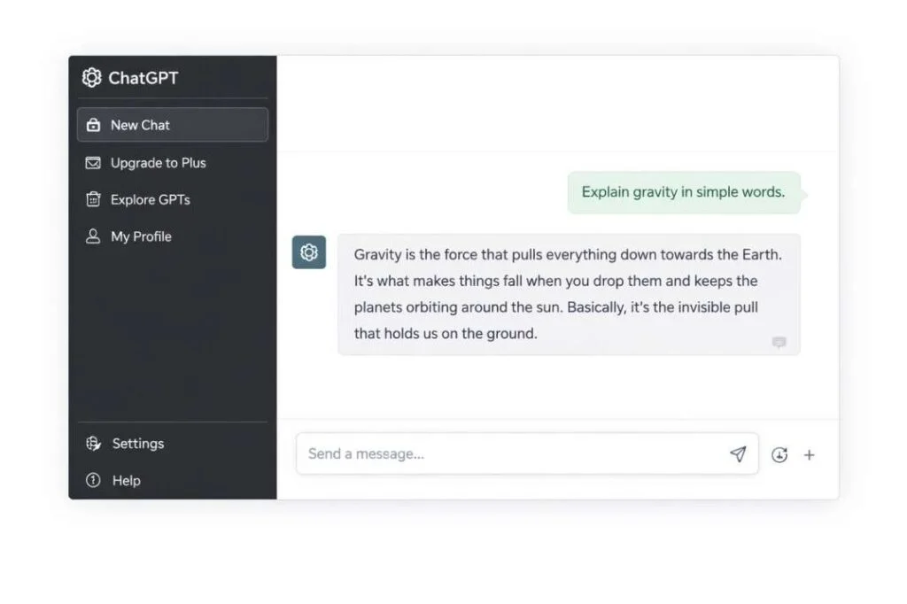 chatgpt interface showing a prompt and response